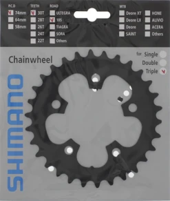 Shimano 105 5703 Triple Kettingbladen -Winkel Voor Fietsonderdelen shimano kettingblad 105 fc 5703 30t steek 74 10v zwart 4524667733713 0 l